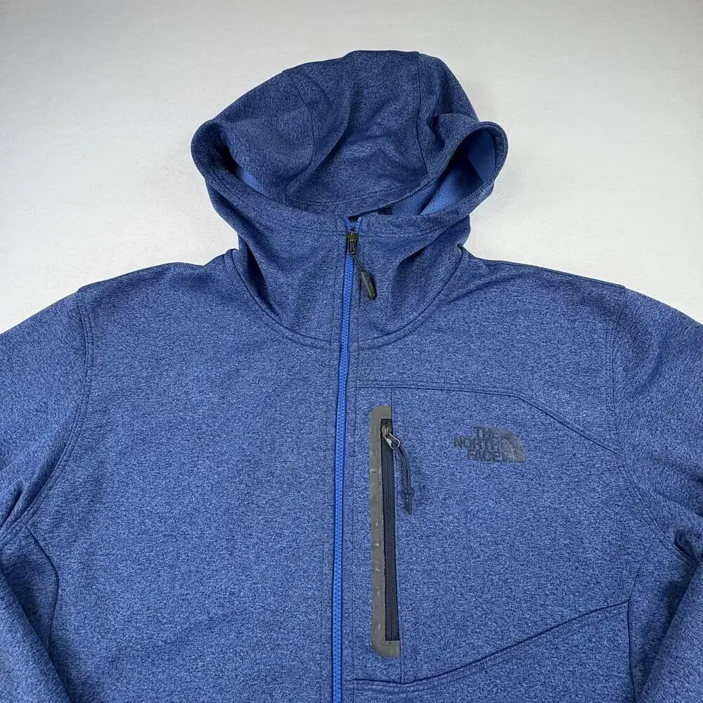 The North Face Jacket Mens Medium Blue Softshell Hooded Full Zip Fleece Lined